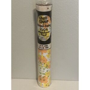 New Vtg 70's Flower Power Vinyl Goodyear Roll Adhesive Drawer Shelf Liner 12 Ft.